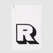 Benutzerdefiniertes Schwarzes Monogramm Golfhandtuch (Vorderseite)