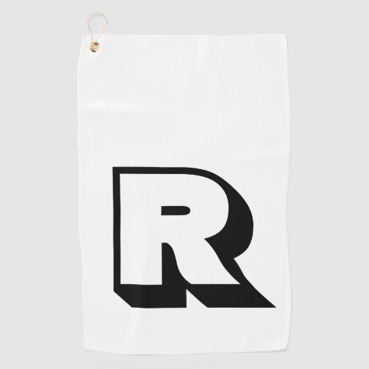 Benutzerdefiniertes Schwarzes Monogramm Golfhandtuch (Vorderseite)