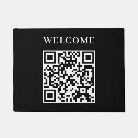 Benutzerdefiniertes schwarzes QR | Minimalistische Fußmatte (Vorderseite)