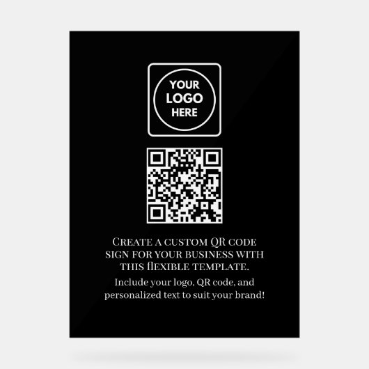 Benutzerdefiniertes schwarzes QR | Professionelles Acrylschild (Vorderseite)