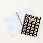 Benutzerdefiniertes schwarzes Retro-Vibe-Blattmust Notizblock (Innenseite)