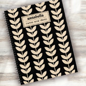 Benutzerdefiniertes schwarzes Retro-Vibe-Blattmust Notizblock