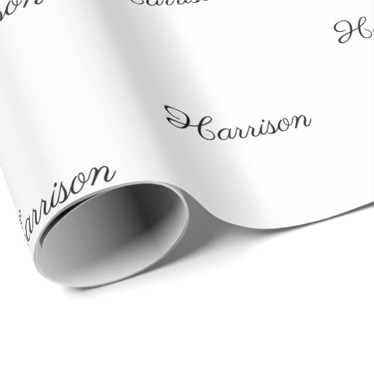 Benutzerdefiniertes schwarzes Skript Name Text ele Geschenkpapier (Rolleneckpunkt)