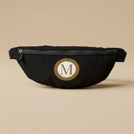 Benutzerdefiniertes schwarzes und goldenes Monogra Bauchtasche