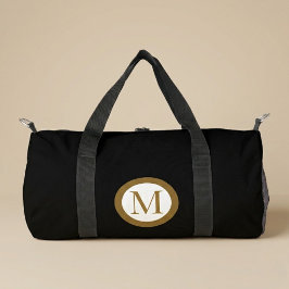 Benutzerdefiniertes schwarzes und goldenes Monogra Duffle Bag