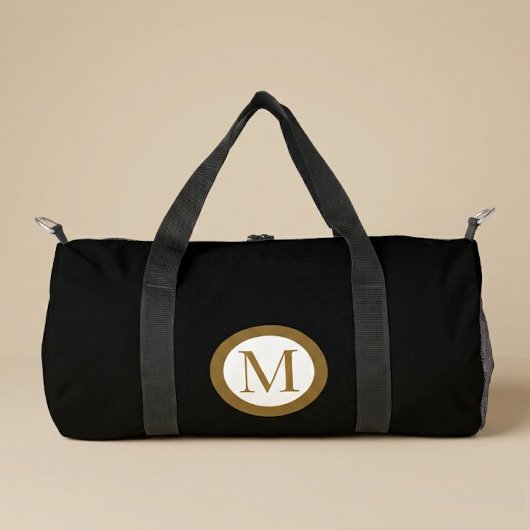 Benutzerdefiniertes schwarzes und goldenes Monogra Duffle Bag