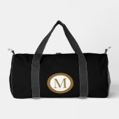Benutzerdefiniertes schwarzes und goldenes Monogra Duffle Bag (Vorderseite)