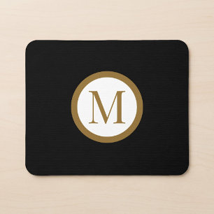 Benutzerdefiniertes schwarzes und goldenes Monogra Mousepad