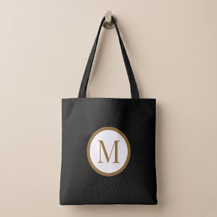 Benutzerdefiniertes schwarzes und goldenes Monogra Tasche