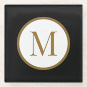 Benutzerdefiniertes schwarzes und goldenes Zentrum Glasuntersetzer (Vorderseite)