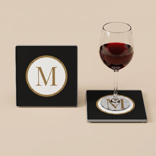 Benutzerdefiniertes schwarzes und goldenes Zentrum Glasuntersetzer