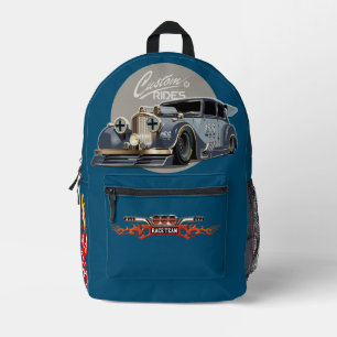 Benutzerdefiniertes Sci-Fi-Retro-Rennwagen Bedruckter Rucksack