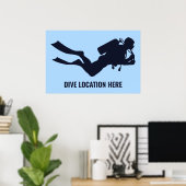 Benutzerdefiniertes Scuba-Tauchen mit Text und Far Poster (Heimbüro)