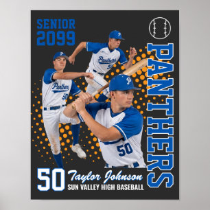 Benutzerdefiniertes Senior-Baseballspieler-Foto pe Poster