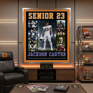 Benutzerdefiniertes Senior-Football-Foto-Collage-P Poster