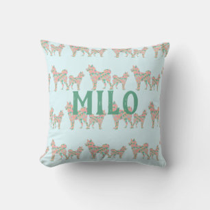 Benutzerdefiniertes Shiba Inu Muster Pastell Geome Kissen