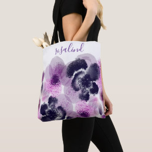Benutzerdefiniertes Signatur-Monogramm Rosa Floral Tasche