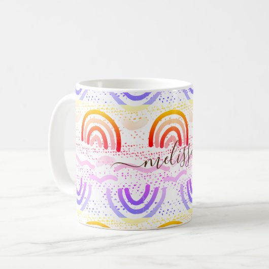 Benutzerdefiniertes Signature Ombre Rainbow-Muster Kaffeetasse (Vorderseite Links)
