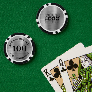 Benutzerdefiniertes Silber-Metall-Stil Geschäftslo Pokerchips