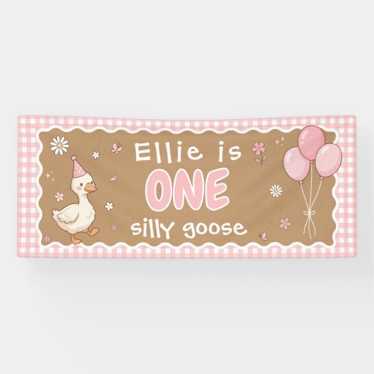 Benutzerdefiniertes Silly Goose 1. Geburtstagsbann Banner (Horizontal)