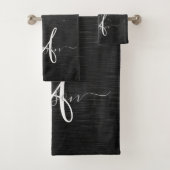 Benutzerdefiniertes Silver Glitzer Black Sparkle M Badhandtuch Set (Insitu)