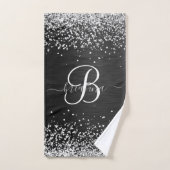 Benutzerdefiniertes Silver Glitzer Black Sparkle M Badhandtuch Set (Handtuch)