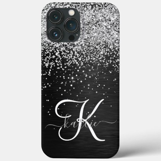 Benutzerdefiniertes Silver Glitzer Black Sparkle M Case-Mate iPhone Hülle (Rückseite)