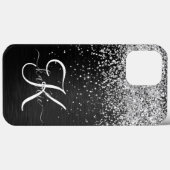 Benutzerdefiniertes Silver Glitzer Black Sparkle M Case-Mate iPhone Hülle (Rückseite (Horizontal))