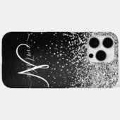 Benutzerdefiniertes Silver Glitzer Black Sparkle M Case-Mate iPhone Hülle (Rückseite (Horizontal))