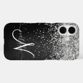 Benutzerdefiniertes Silver Glitzer Black Sparkle M Case-Mate iPhone Hülle (Rückseite (Horizontal))