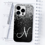 Benutzerdefiniertes Silver Glitzer Black Sparkle M Case-Mate iPhone 14 Pro Hülle<br><div class="desc">Dieses elegante,  hübsch silber funkelnde Glitzer auf schwarz gebürstetem metallischem Hintergrund ist einfach zu personalisieren.</div>