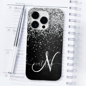 Benutzerdefiniertes Silver Glitzer Black Sparkle M Case-Mate iPhone Hülle