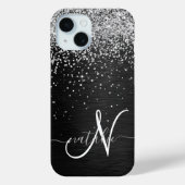 Benutzerdefiniertes Silver Glitzer Black Sparkle M Case-Mate iPhone Hülle (Rückseite)
