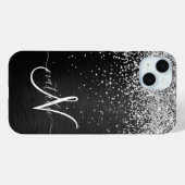 Benutzerdefiniertes Silver Glitzer Black Sparkle M Case-Mate iPhone Hülle (Rückseite (Horizontal))