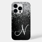 Benutzerdefiniertes Silver Glitzer Black Sparkle M Case-Mate iPhone Hülle (Rückseite)