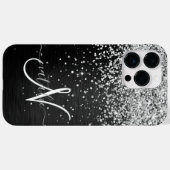 Benutzerdefiniertes Silver Glitzer Black Sparkle M Case-Mate iPhone Hülle (Rückseite (Horizontal))