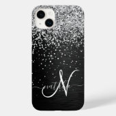 Benutzerdefiniertes Silver Glitzer Black Sparkle M Case-Mate iPhone Hülle (Rückseite)