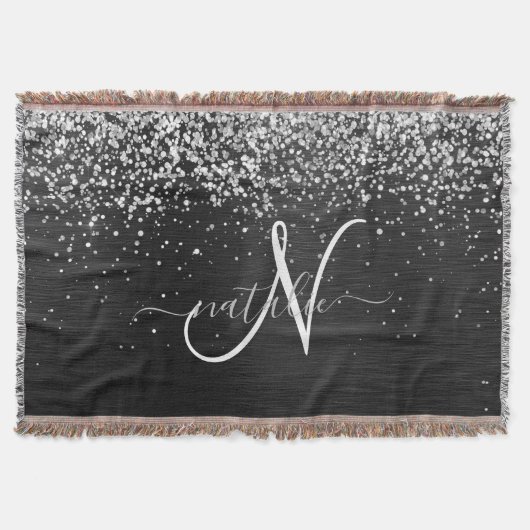 Benutzerdefiniertes Silver Glitzer Black Sparkle M Decke (Vorderseite)