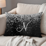 Benutzerdefiniertes Silver Glitzer Black Sparkle M Dekokissen<br><div class="desc">Dieses angesagte,  elegante Kissendesign mit hübschem silberfarbenem Glitzer auf schwarz gebürstetem metallischem Hintergrund ist einfach zu personalisieren.</div>