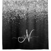 Benutzerdefiniertes Silver Glitzer Black Sparkle M Duschvorhang (Vorderseite)