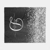 Benutzerdefiniertes Silver Glitzer Black Sparkle M Fleecedecke (Vorderseite (Horizontal))