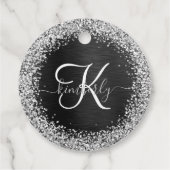 Benutzerdefiniertes Silver Glitzer Black Sparkle M Geschenkanhänger (Rückseite)