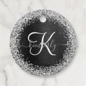 Benutzerdefiniertes Silver Glitzer Black Sparkle M Geschenkanhänger (Vorderseite)