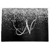 Benutzerdefiniertes Silver Glitzer Black Sparkle M Große Geschenktüte (Vorderseite)
