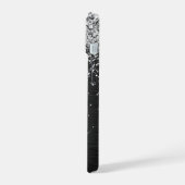 Benutzerdefiniertes Silver Glitzer Black Sparkle M iPhone 15 Hülle (Linke Seite)
