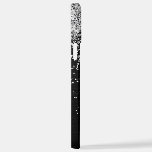 Benutzerdefiniertes Silver Glitzer Black Sparkle M iPhone Hülle (Rechte Seite)