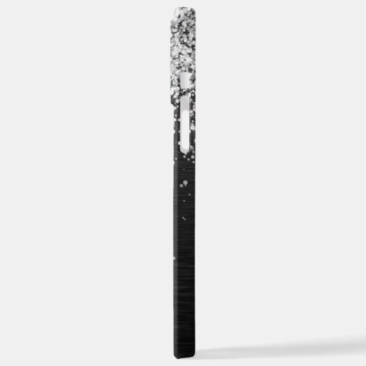 Benutzerdefiniertes Silver Glitzer Black Sparkle M iPhone Hülle (Linke Seite)