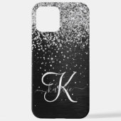 Benutzerdefiniertes Silver Glitzer Black Sparkle M iPhone Hülle (Rückseite)