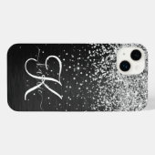 Benutzerdefiniertes Silver Glitzer Black Sparkle M iPhone Hülle (Rückseite (Horizontal))