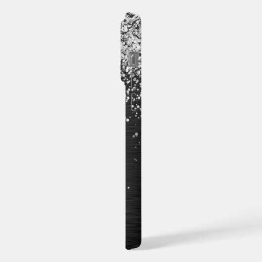 Benutzerdefiniertes Silver Glitzer Black Sparkle M iPhone Hülle (Linke Seite)